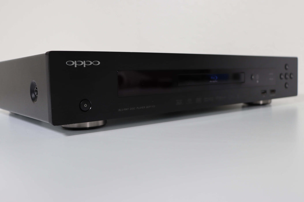 Oppo BDP-103 Universal Disc Player Blu-Ray DVD 3D 4K Video BD-Video, Blu-ray 3D, DVD-Video, DVD-Audio, AVCHD, SACD, CD, HDCD, Kodak Picture CD, CD-R/RW, DVD±R/RW, DVD±R DL, BD-R/RE-DVD & Blu-ray Players-SpenCertified-vintage-refurbished-electronics