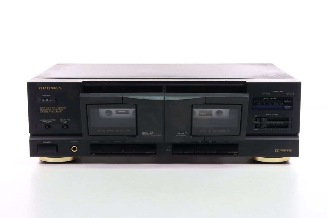 Optimus SCT-49 High Speed Dubbing Stereo Cassette Deck (DECK 2 HAS ISSUES)-Cassette Players & Recorders-SpenCertified-vintage-refurbished-electronics