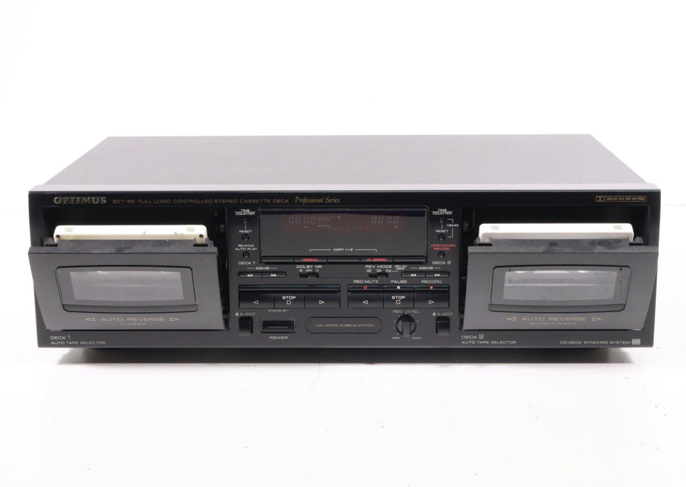 Optimus SCT-56 Full Logic Controlled Stereo Cassette Deck with Auto Reverse-Cassette Players & Recorders-SpenCertified-vintage-refurbished-electronics