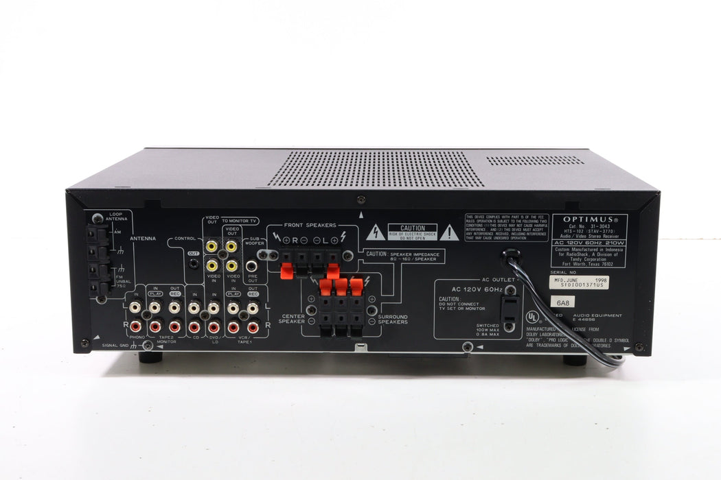 Optimus STAV-3160 good Digital Synthesized A/V Receiver