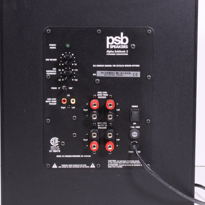 PSB Alpha SubSonic 5 Powered Subwoofer Active Home Theater Speaker-Speakers-SpenCertified-vintage-refurbished-electronics