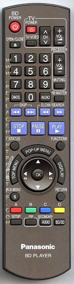 Panasonic N2QAYB000184 Remote Control for BD Player DMP-BD50 DMP-BD55-Remote Control-SpenCertified-vintage-refurbished-electronics