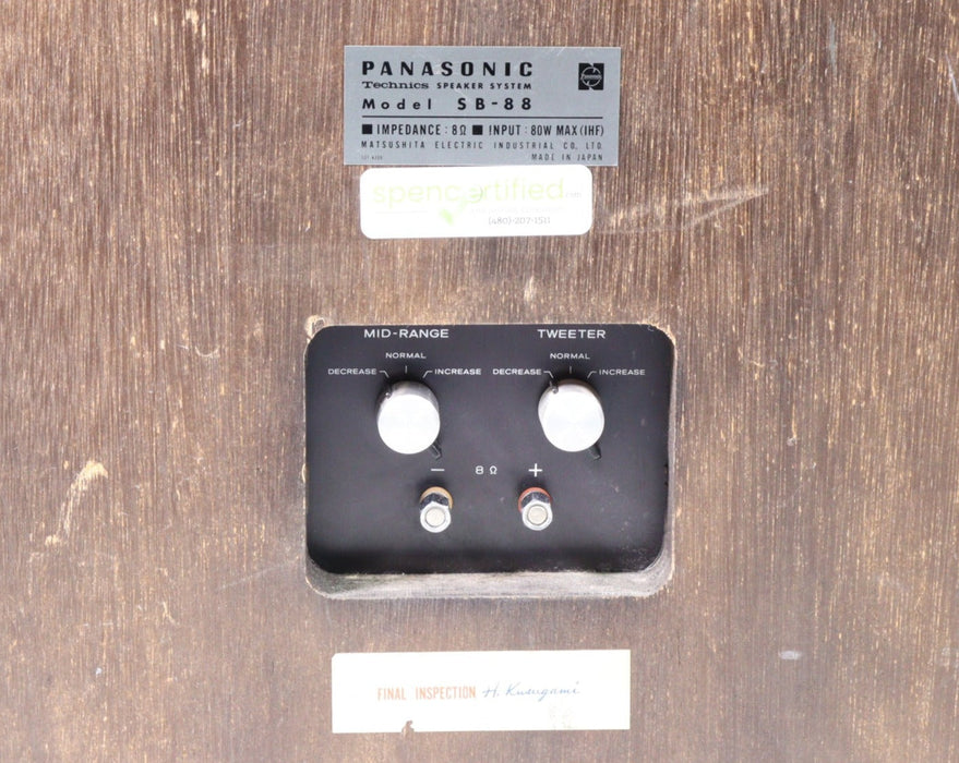 Panasonic SB-88 Technics Speaker System Floorstanding Speaker Pair-Speakers-SpenCertified-vintage-refurbished-electronics