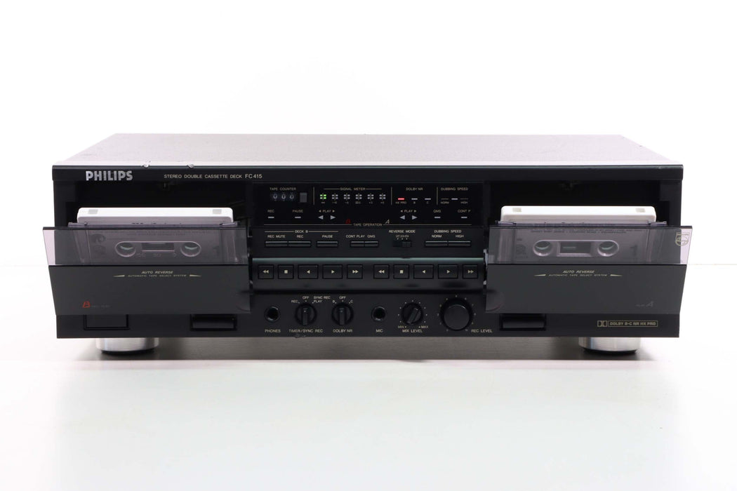 PHILIPS FC415 Stereo Double Cassette Deck-Cassette Players & Recorders-SpenCertified-vintage-refurbished-electronics