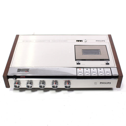Philips N2400 Vintage Stereo Cassette Recorder Wooden Side Panels (1971)-Cassette Players & Recorders-SpenCertified-vintage-refurbished-electronics