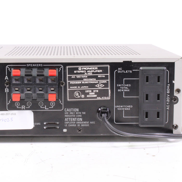 Pioneer A-40 Stereo Integrated Amplifier Silver Face Phono-Integrated Amplifiers-SpenCertified-vintage-refurbished-electronics