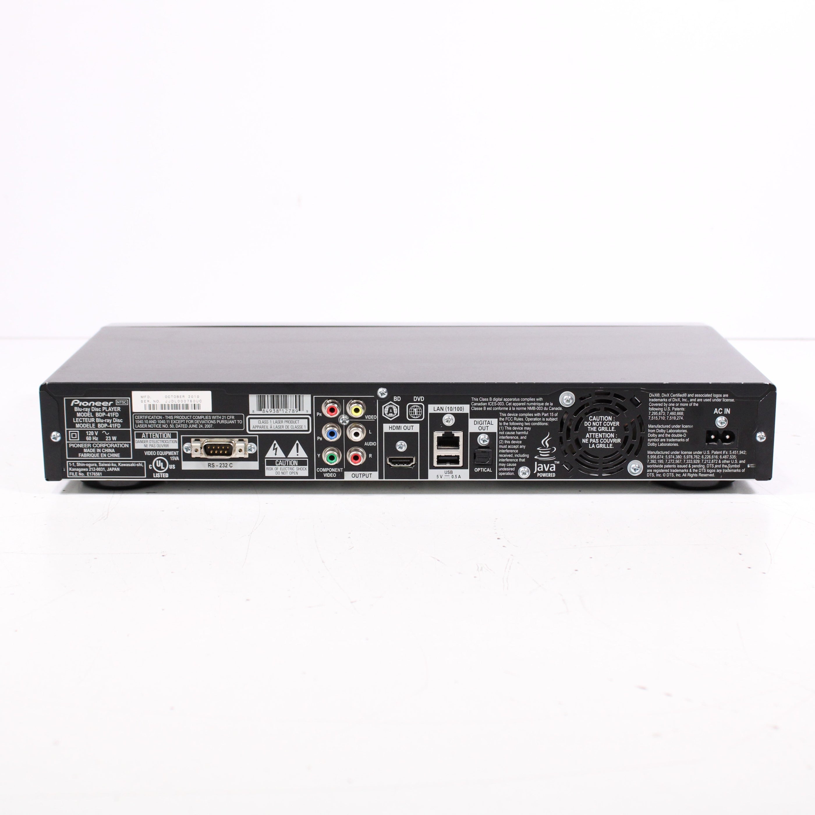 Pioneer BDP-41FD Elite Series 3D Blu-Ray Disc Player (2010) (NO REMOTE ...