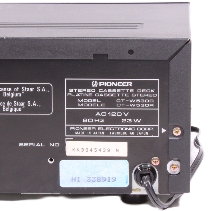 Pioneer CT-W530R Dual Deck Cassette Player Auto Reverse Dolby B/C Tape Deck-Cassette Players & Recorders-SpenCertified-vintage-refurbished-electronics