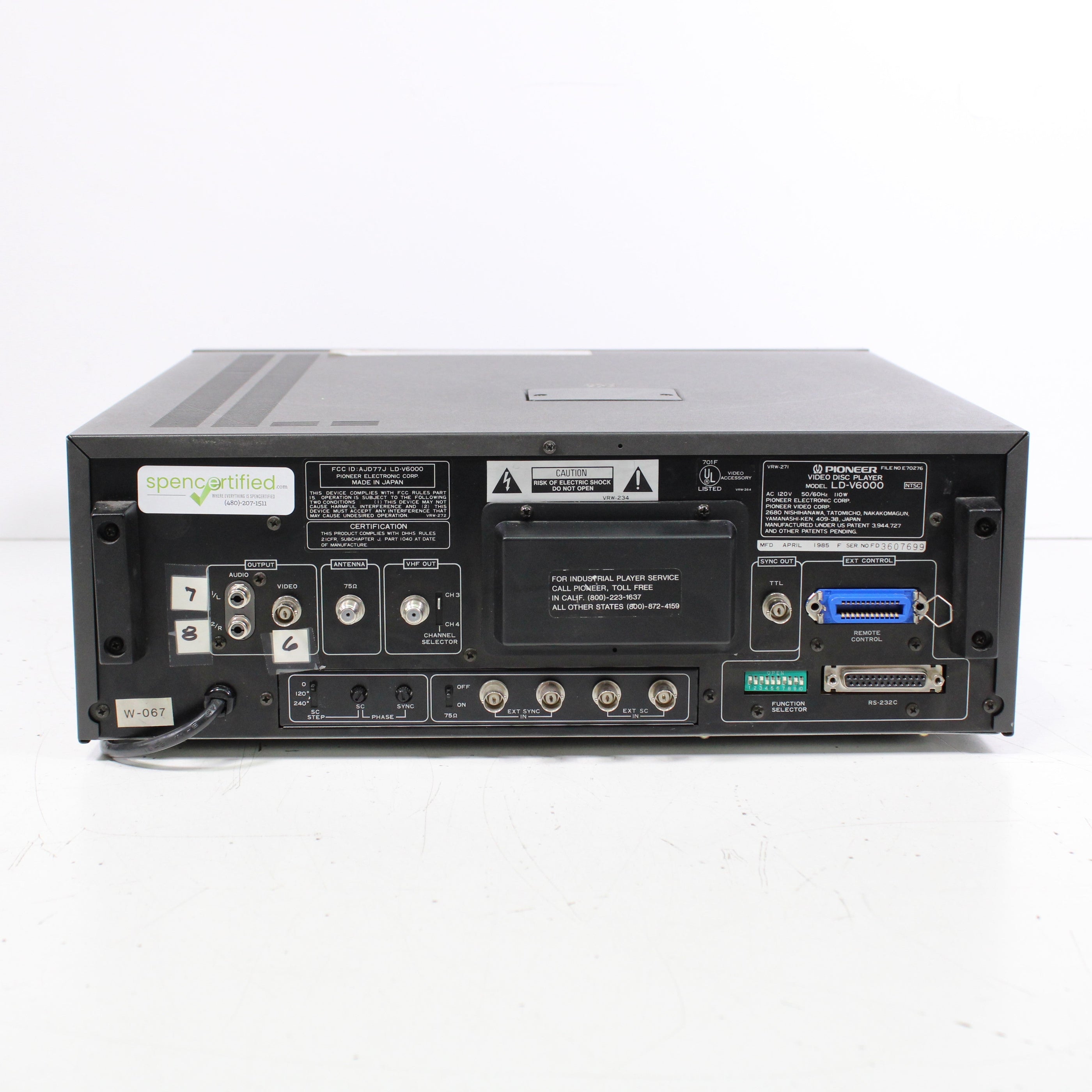 Pioneer LD-V6000 LaserDisc LD Video Disc Player with Laser Diode Trace ...