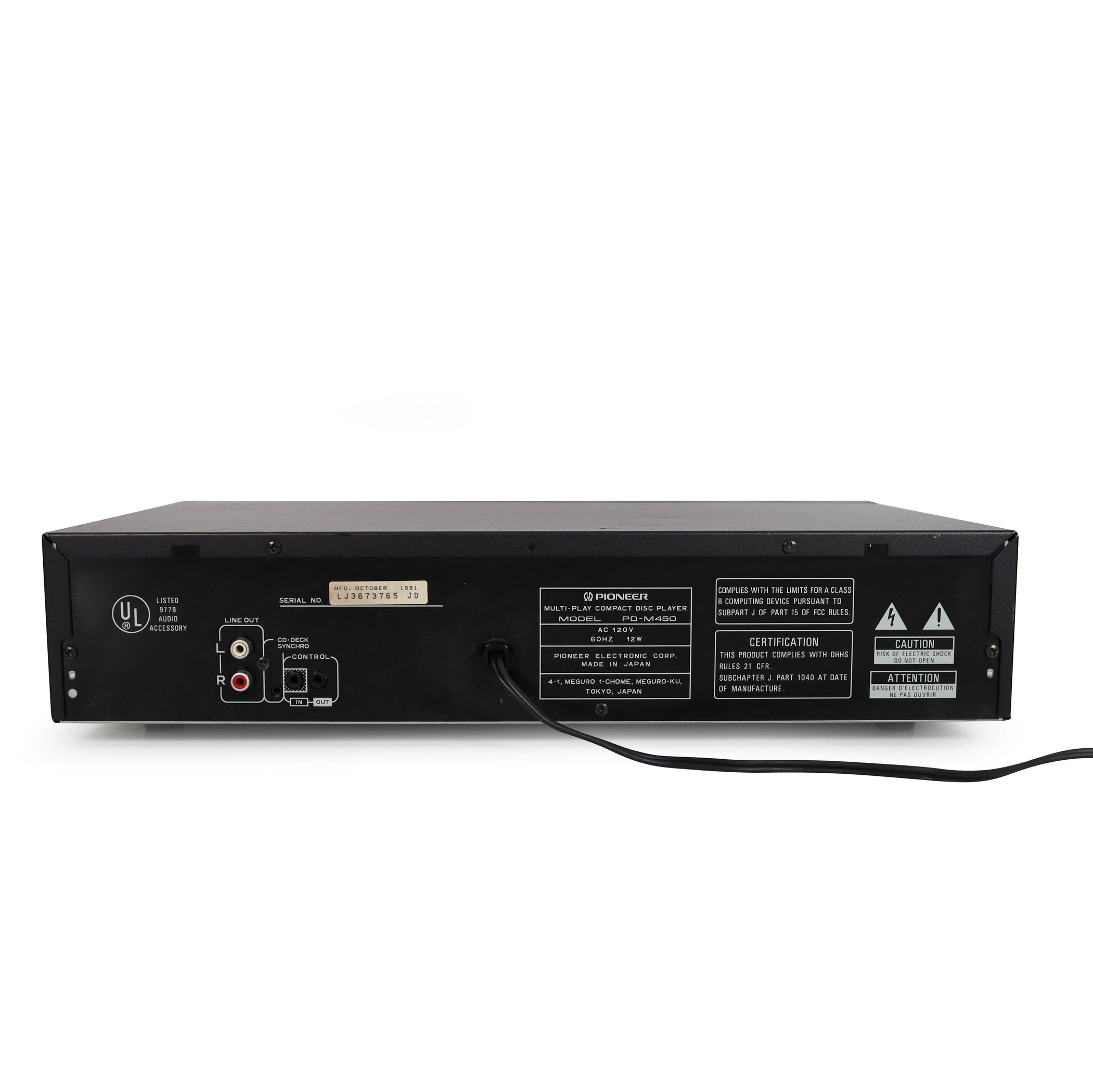 Pioneer PD-M450 6-Disc Cartridge CD Player Removable Magazine Design ...