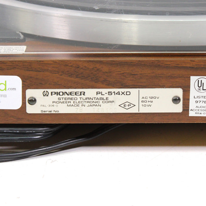 Pioneer PL-514XD High-Performance Belt-Driven Turntable Walnut Woodgrain-Turntables & Record Players-SpenCertified-vintage-refurbished-electronics