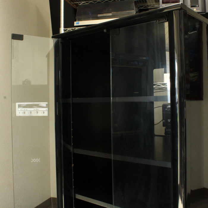 Multimedia Gloss Black Display 6-Shelf Storage Center with Frosted Glass Doors-shelving-SpenCertified-vintage-refurbished-electronics