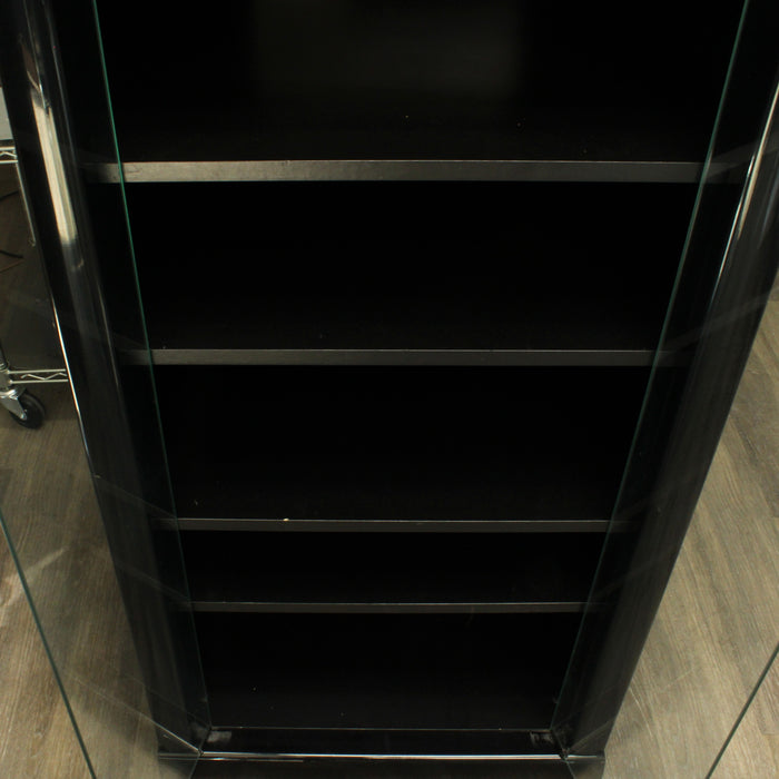 Multimedia Gloss Black Display 6-Shelf Storage Center with Frosted Glass Doors-shelving-SpenCertified-vintage-refurbished-electronics