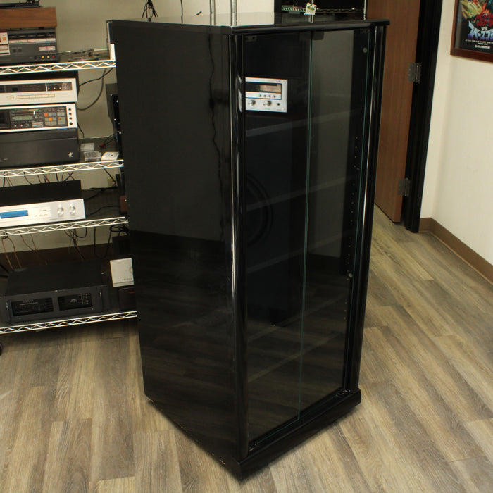 Multimedia Gloss Black Display 6-Shelf Storage Center with Frosted Glass Doors-shelving-SpenCertified-vintage-refurbished-electronics