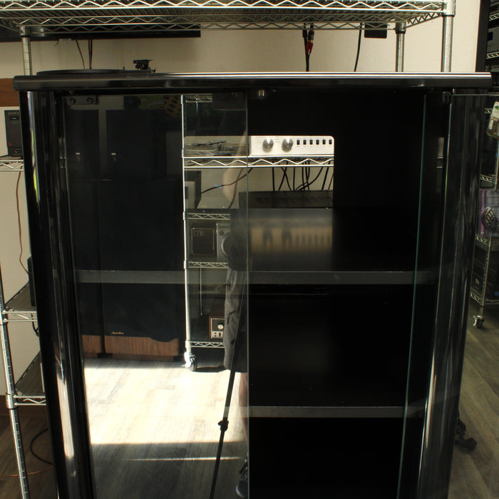 Multimedia Gloss Black Display 6-Shelf Storage Center with Frosted Glass Doors-shelving-SpenCertified-vintage-refurbished-electronics