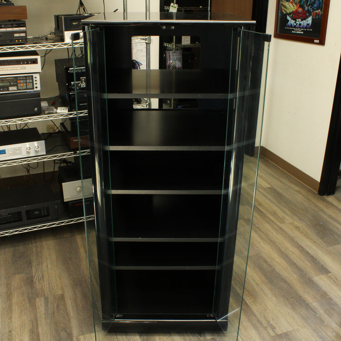 Multimedia Gloss Black Display 6-Shelf Storage Center with Frosted Glass Doors-shelving-SpenCertified-vintage-refurbished-electronics