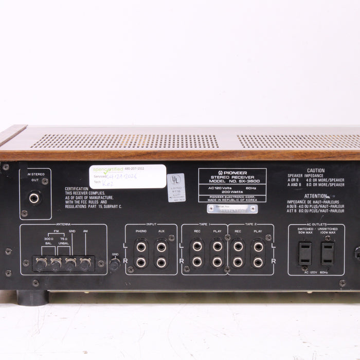 Pioneer SX-3600 AM/FM Stereo Receiver-Audio Amplifiers-SpenCertified-vintage-refurbished-electronics