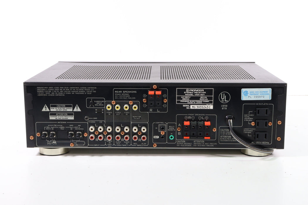 Pioneer VSX-401 Audio Video Stereo Receiver (NO REMOTE)-Audio & Video Receivers-SpenCertified-vintage-refurbished-electronics