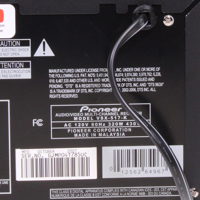 Pioneer VSX-517 5.1 Channel Audio Video Multi Channel Receiver (2007)-Audio & Video Receivers-SpenCertified-vintage-refurbished-electronics