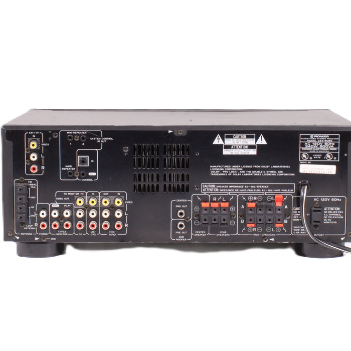 Pioneer VSX-605S Dolby Pro Logic A/V Receiver Phono (1995) NO REMOTE-Audio & Video Receivers-SpenCertified-vintage-refurbished-electronics
