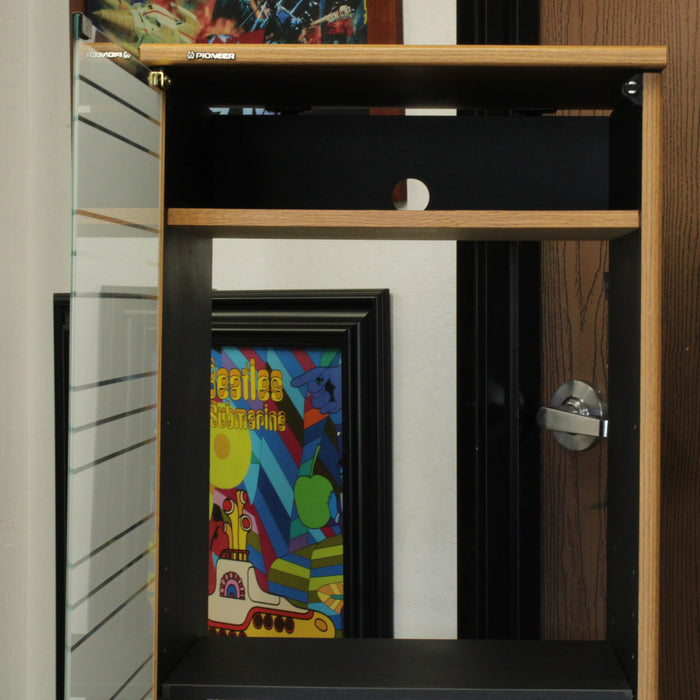 Pioneer Vintage Wood Stereo Audio Component Cabinet with Glass Door & Wheels (PICKUP ONLY)-shelving-SpenCertified-vintage-refurbished-electronics