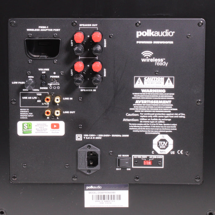 Polk Audio DSW PRO 660wi Powered Subwoofer-Speakers-SpenCertified-vintage-refurbished-electronics