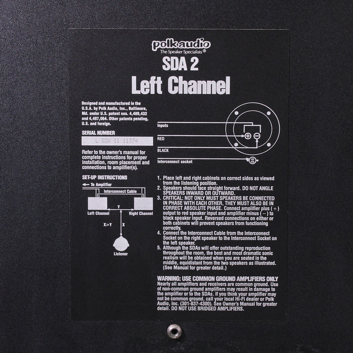 Polk Audio SDA 2 Stereo Dimensional Array Tower Speaker Pair-Speakers-SpenCertified-vintage-refurbished-electronics