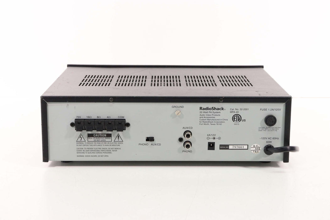 RadioShack MPA-40 20 watt PA Amplifier-Audio Amplifiers-SpenCertified-vintage-refurbished-electronics