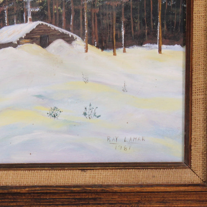 Ray Lamar Winter Cabin Landscape Painting (1981)-Painting-SpenCertified-vintage-refurbished-electronics