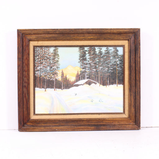 Ray Lamar Winter Cabin Landscape Painting (1981)-Painting-SpenCertified-vintage-refurbished-electronics