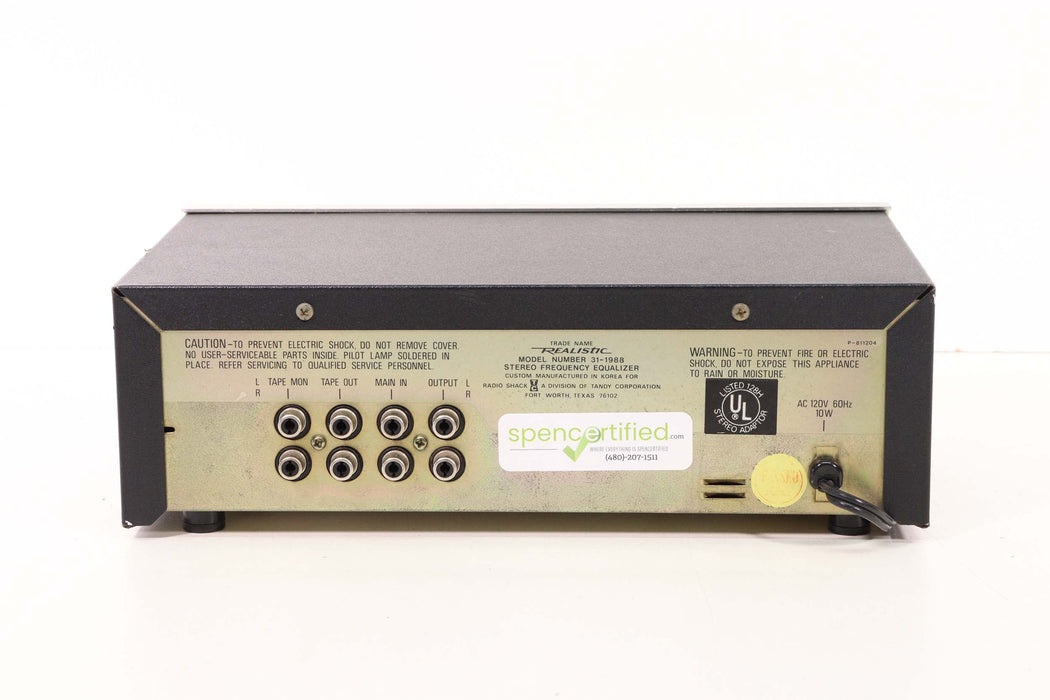 Realistic 31-1988 5 Band Stereo Frequency Equalizer-Equalizers-SpenCertified-vintage-refurbished-electronics