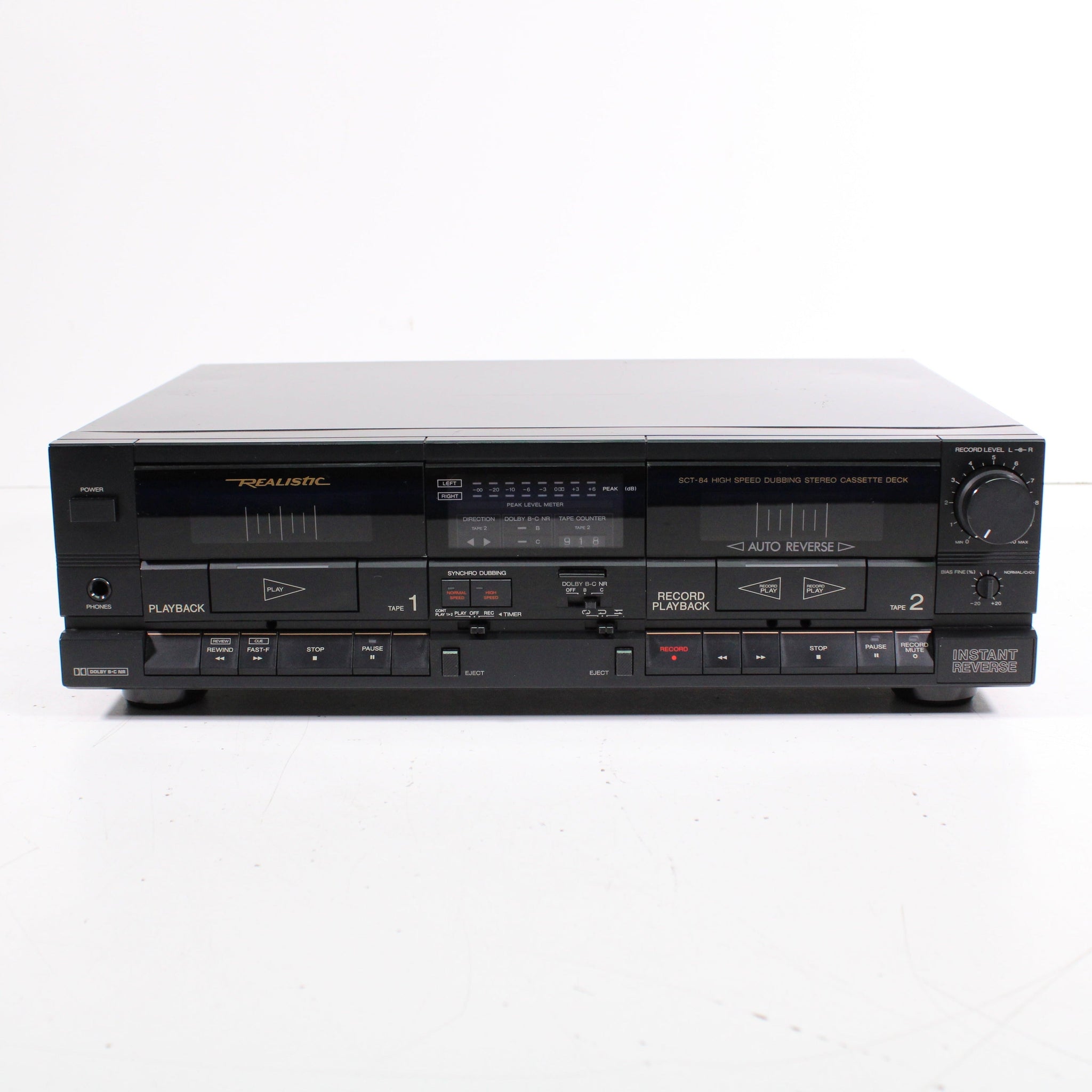 Realistic SCT-84 Double Stereo Cassette Deck with High Speed Dubbing