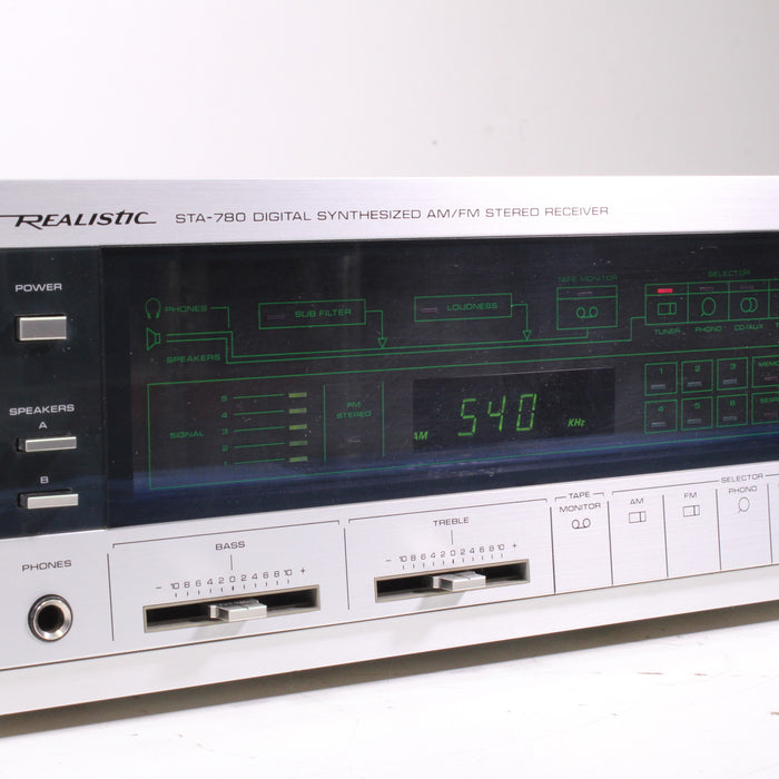 Realistic STA-780 Synthesized AM/FM Stereo Receiver Digital Tuner Silver Face (1985) AS IS-Audio & Video Receivers-SpenCertified-vintage-refurbished-electronics