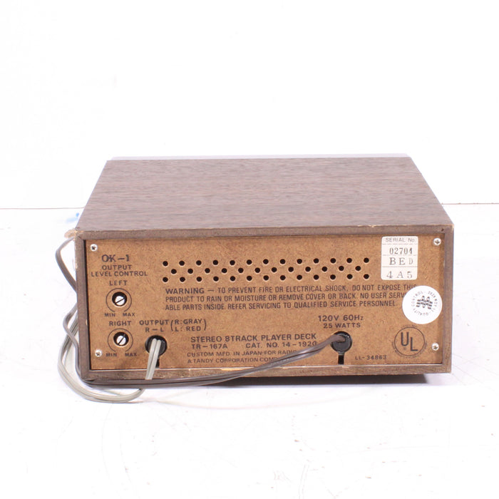Realistic TR-167A Stereo 8-Track Player Deck Auto-Stop-8 Track Player-SpenCertified-vintage-refurbished-electronics