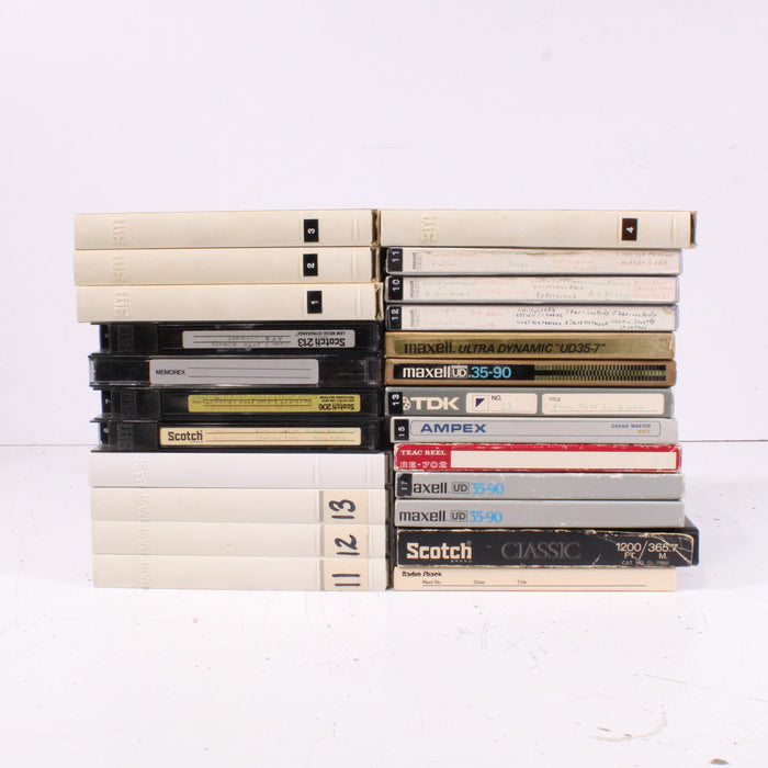 Reel-to-Reel Tape Bundle Scotch, Maxell, Ampex, TDK, Memorex (Lot of 20, Mixed Brands)-Reel-to-Reel Tape-SpenCertified-vintage-refurbished-electronics