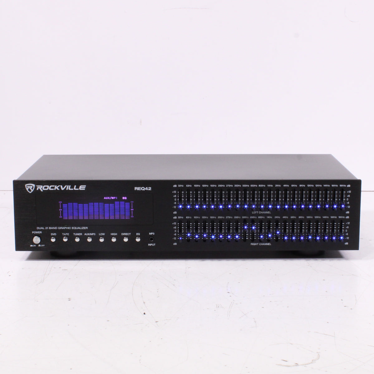 Rockville REQ42-B 19″ Rack‑Mount Dual 21‑Band Graphic Equalizer ...