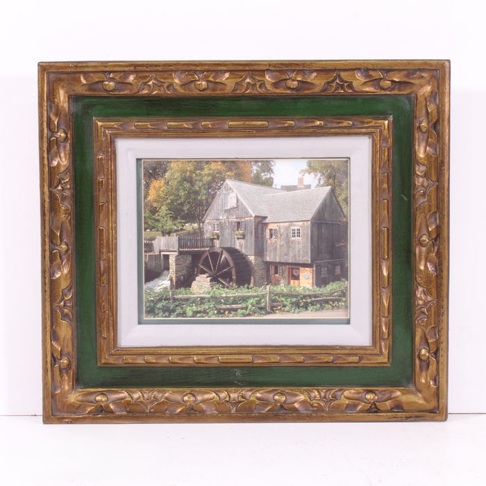 Rustic Watermill Scene Vintage Framed Landscape Print-Painting-SpenCertified-vintage-refurbished-electronics