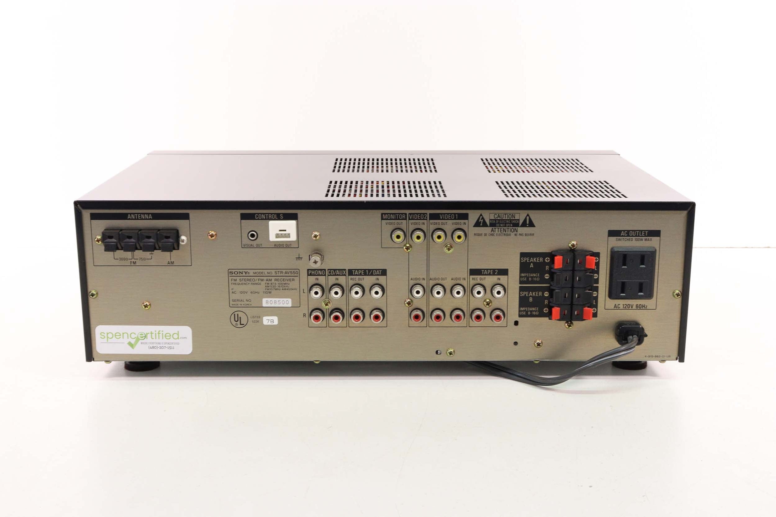SONY STR-AV550 FM Stereo/FM-AM Receiver (With Remote) — SpenCertified
