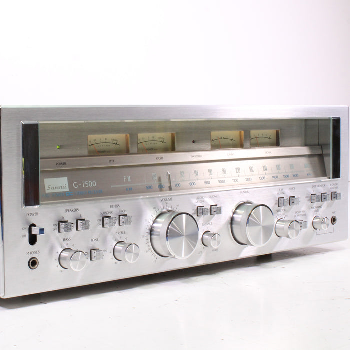 Sansui G-7500 Pure Power Stereo DC Receiver Silver Face (1978-79)-Audio & Video Receivers-SpenCertified-vintage-refurbished-electronics