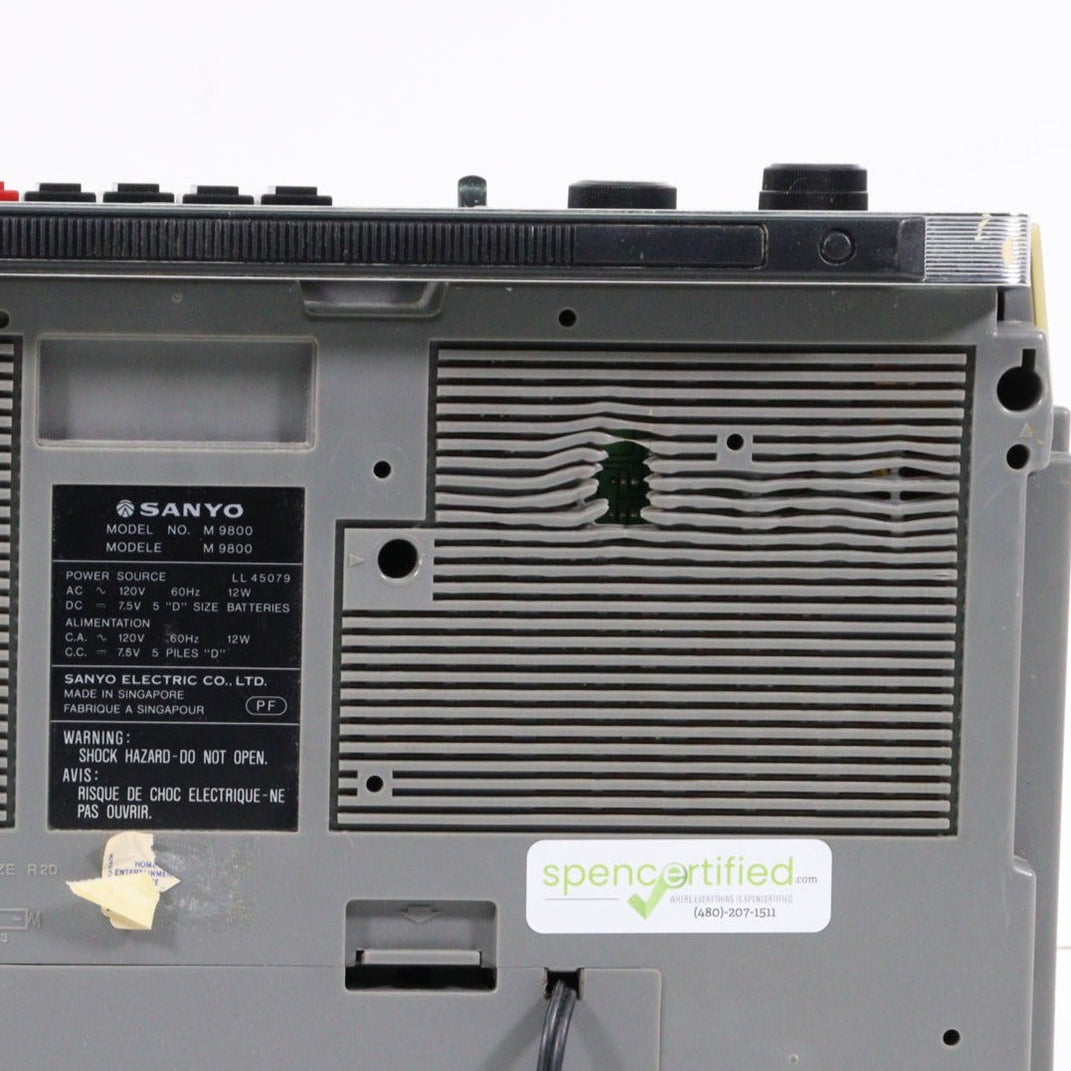 Sanyo M 9800 Portable AM FM Stereo Radio Cassette Recorder — SpenCertified