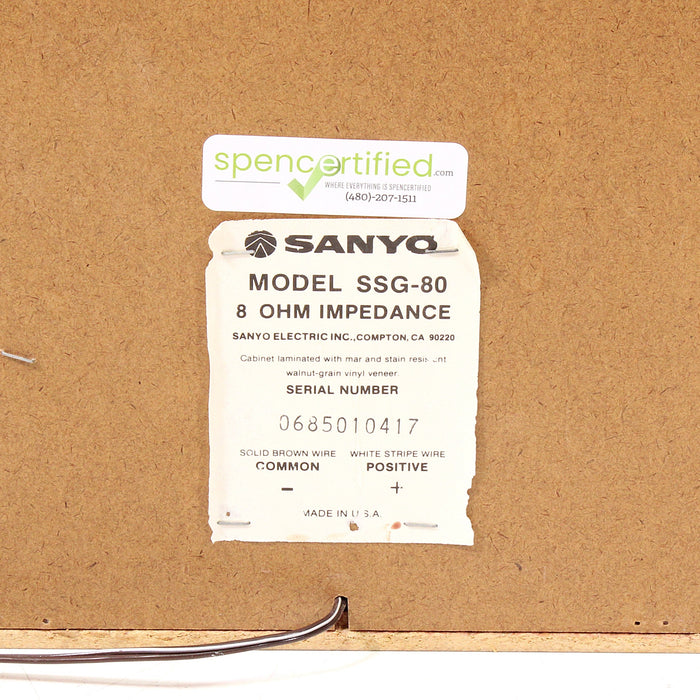 Sanyo SSG-80 Vintage Floor Speakers Made in USA-Speakers-SpenCertified-vintage-refurbished-electronics