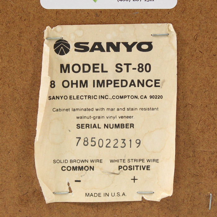 Sanyo ST-80 Vintage 2-Way Speaker Pair Made in USA-Speakers-SpenCertified-vintage-refurbished-electronics