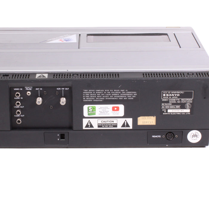Sanyo VCR4400 Betacord Beta II/III Top-Loading Video Cassette Recorder-Betamax Player-SpenCertified-vintage-refurbished-electronics