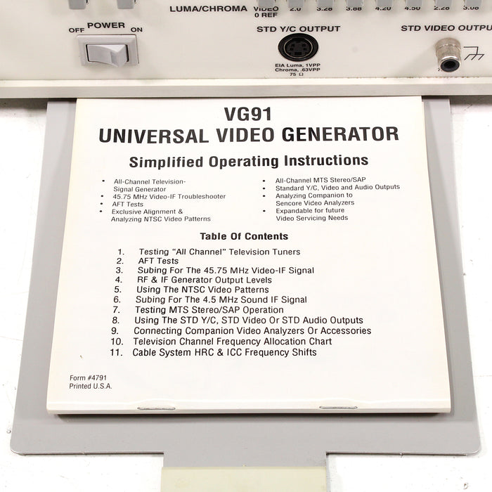 Sencore VG91 Universal Video Generator (AS IS, UNTESTED)-Electronics-SpenCertified-vintage-refurbished-electronics