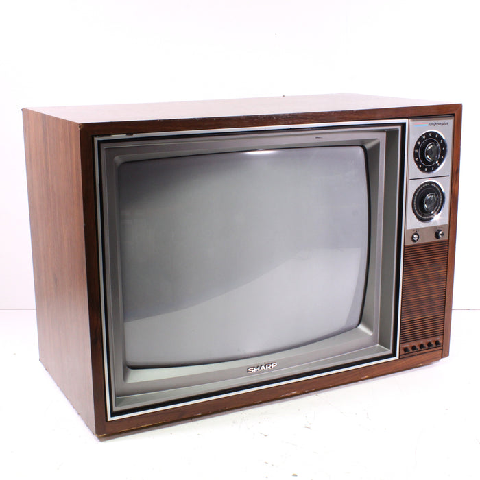 Sharp 25J01 25" CRT Color Television Linytron Plus Retro Wood Case (1984)-Televisions-SpenCertified-vintage-refurbished-electronics