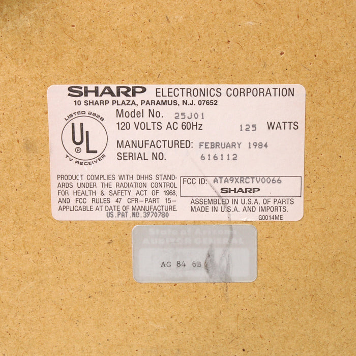 Sharp 25J01 25" CRT Color Television Linytron Plus Retro Wood Case (1984)-Televisions-SpenCertified-vintage-refurbished-electronics
