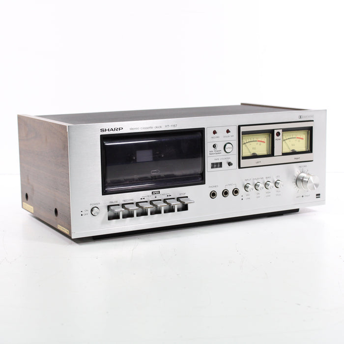 Sharp RT-1157 Single Stereo Cassette Deck Wood Side Panels-Cassette Players & Recorders-SpenCertified-vintage-refurbished-electronics