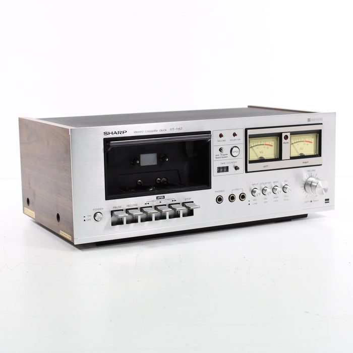 Sharp RT-1157 Single Stereo Cassette Deck Wood Side Panels-Cassette Players & Recorders-SpenCertified-vintage-refurbished-electronics