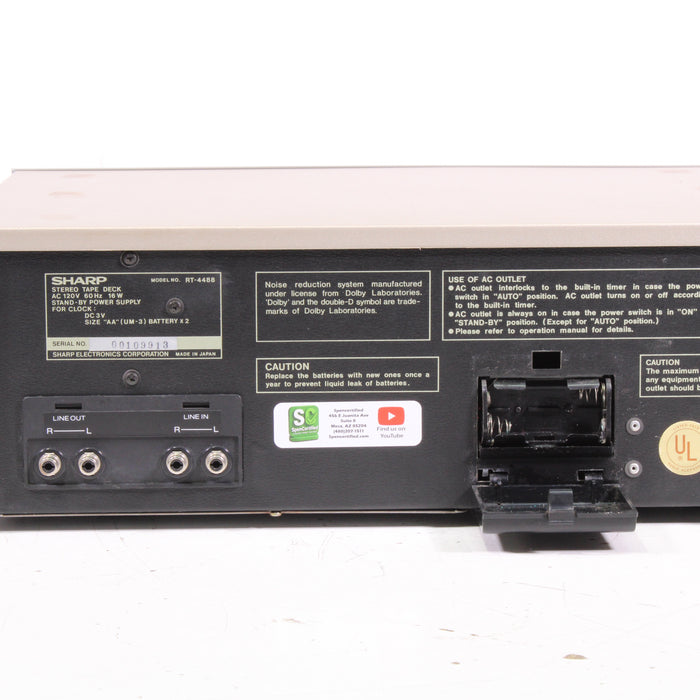 Sharp RT-4488 Computer Controlled Stereo Cassette Deck-Cassette Players & Recorders-SpenCertified-vintage-refurbished-electronics