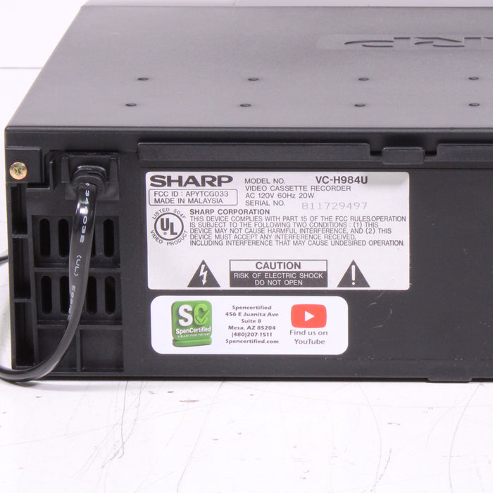 Sharp VC-H984U 4-Head Hi-Fi Stereo VHS VCR-VCRs-SpenCertified-vintage-refurbished-electronics